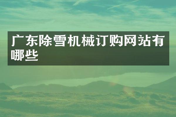 广东除雪机械订购网站有哪些
