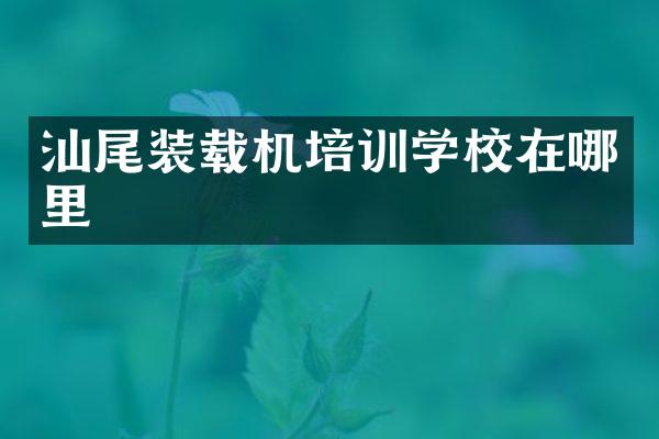汕尾装载机培训学校在哪里