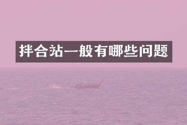 拌合站一般有哪些问题