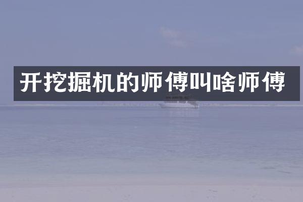 开挖掘机的师傅叫啥师傅