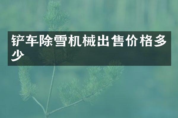 铲车除雪机械出售价格多少
