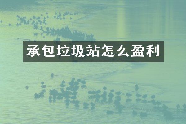 承包垃圾站怎么盈利