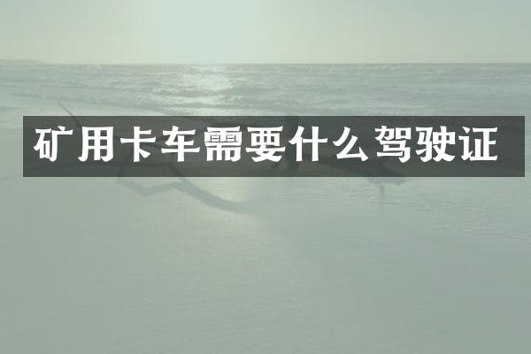 矿用卡车需要什么驾驶证