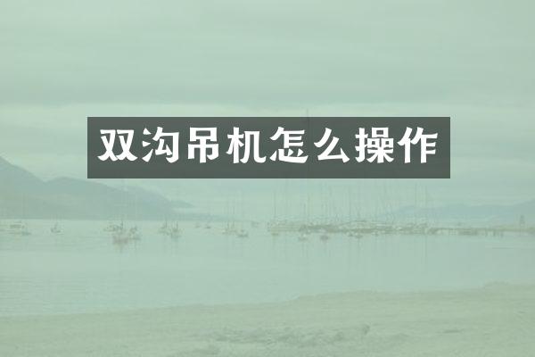 双沟吊机怎么操作
