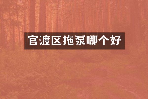 官渡区拖泵哪个好