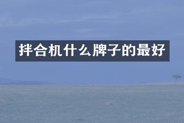 拌合机什么牌子的最好