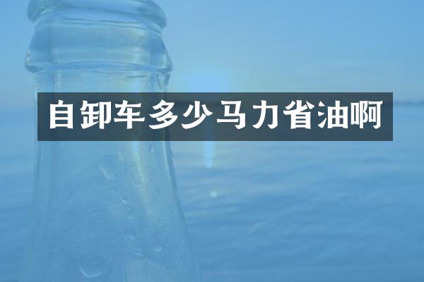 自卸车多少马力省油啊