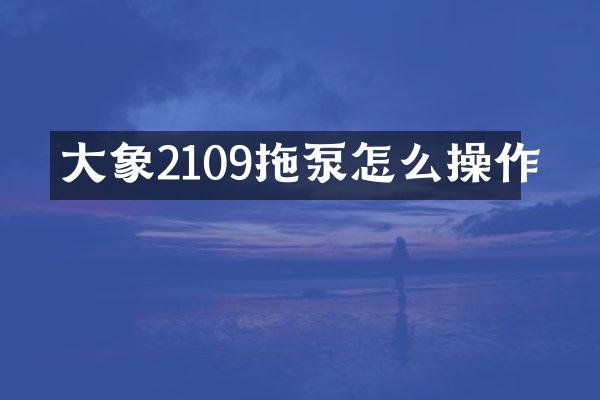 大象2109拖泵怎么操作