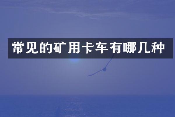 常见的矿用卡车有哪几种