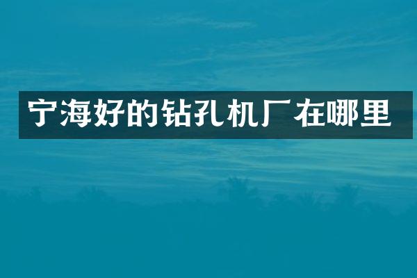 宁海好的钻孔机厂在哪里