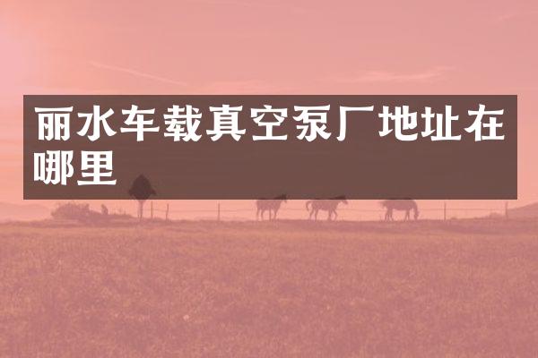 丽水车载真空泵厂地址在哪里