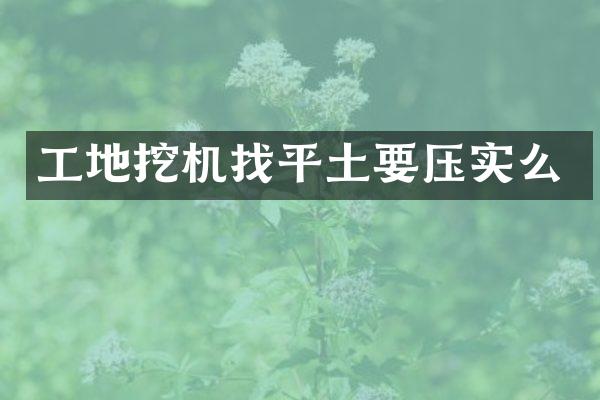 工地挖机找平土要压实么