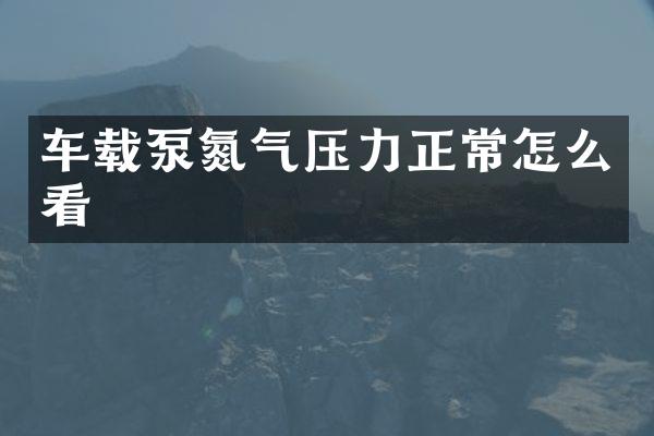 车载泵氮气压力正常怎么看