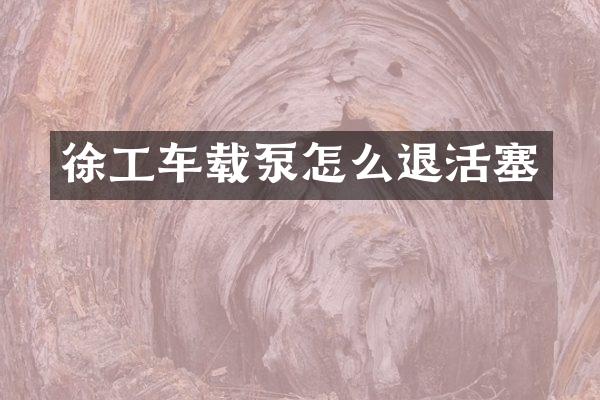 徐工车载泵怎么退活塞