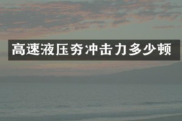 高速液压夯冲击力多少顿