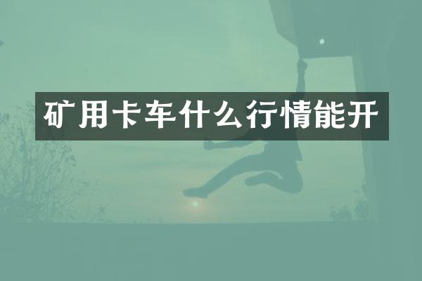 矿用卡车什么行情能开