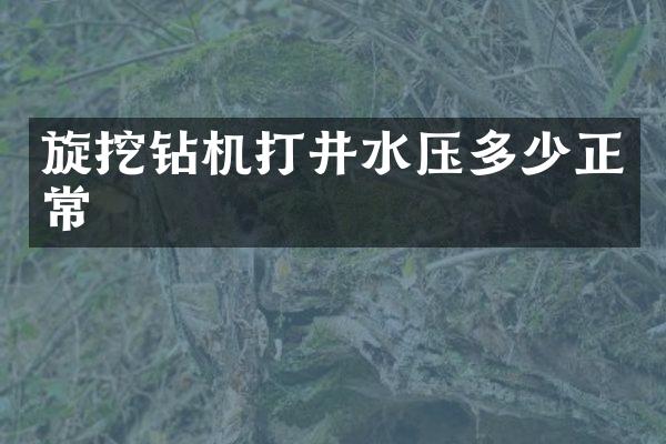 旋挖钻机打井水压多少正常