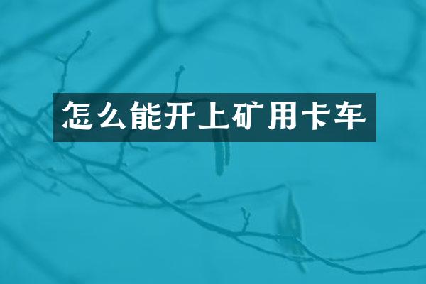 怎么能开上矿用卡车