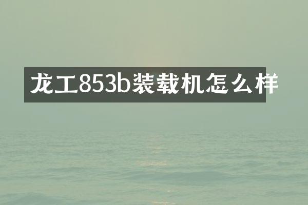 龙工853b装载机怎么样