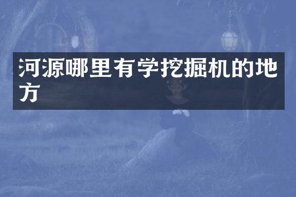 河源哪里有学挖掘机的地方