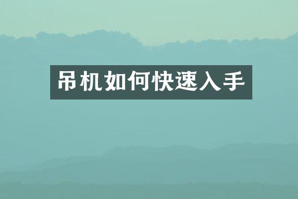 吊机如何快速入手