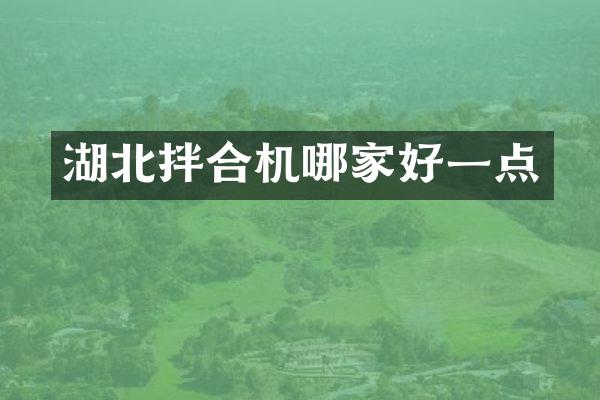 湖北拌合机哪家好一点