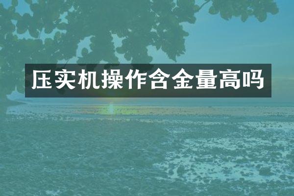 压实机操作含金量高吗