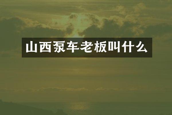 山西泵车老板叫什么