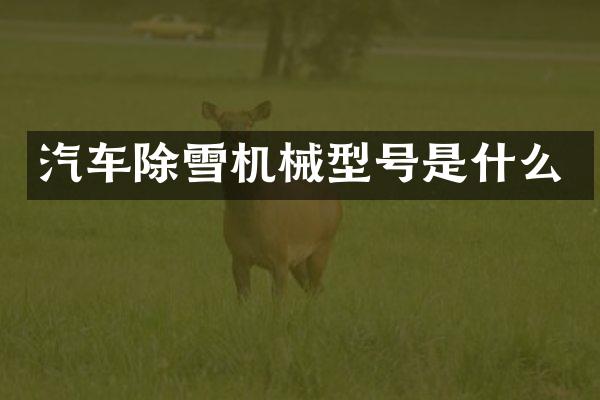 汽车除雪机械型号是什么