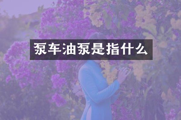 泵车油泵是指什么
