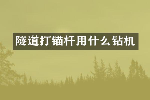 隧道打锚杆用什么钻机