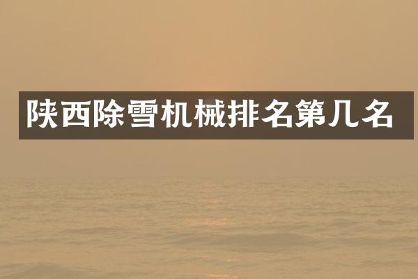 陕西除雪机械排名第几名