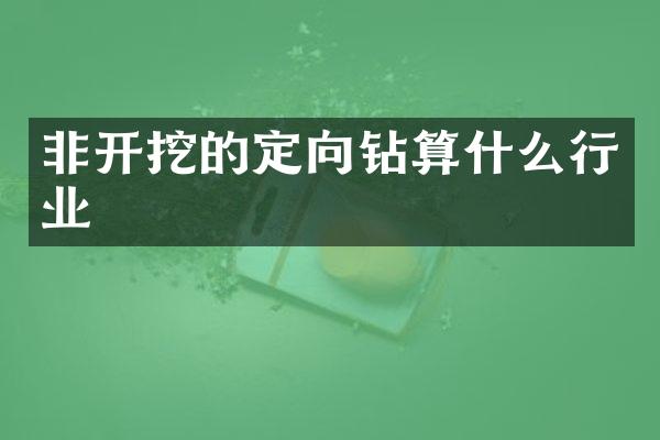 非开挖的定向钻算什么行业