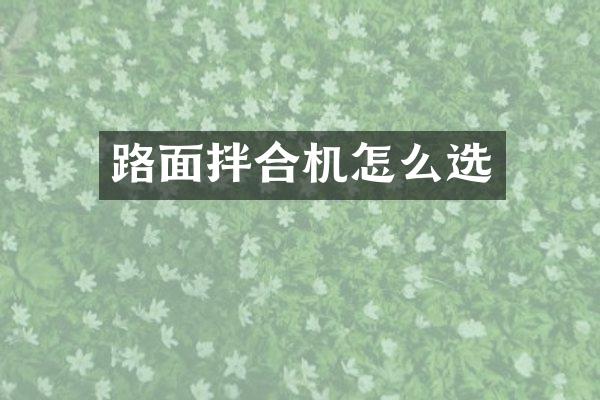 路面拌合机怎么选