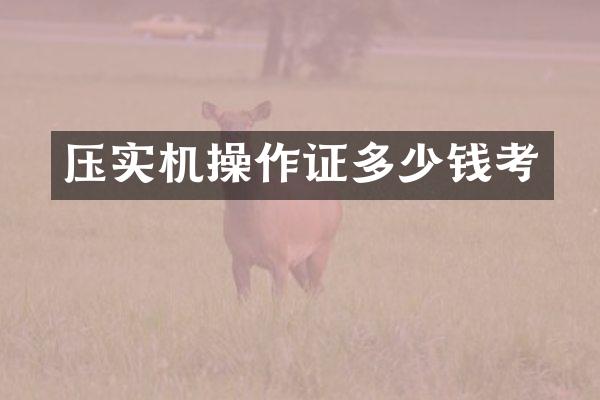 压实机操作证多少钱考