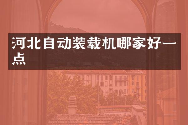 河北自动装载机哪家好一点