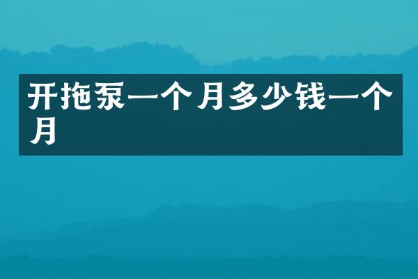 开拖泵一个月多少钱一个月