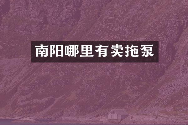 南阳哪里有卖拖泵