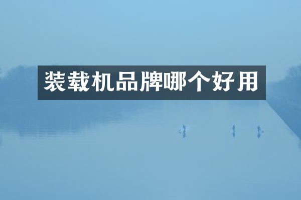 装载机品牌哪个好用