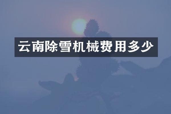 云南除雪机械费用多少