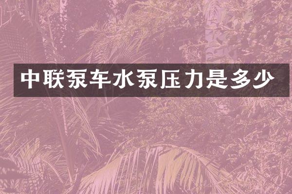 中联泵车水泵压力是多少