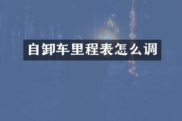 自卸车里程表怎么调