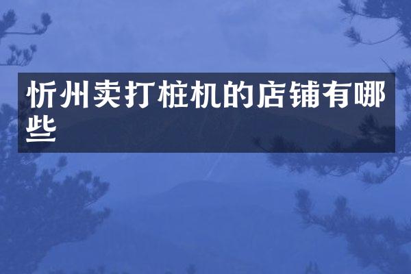 忻州卖打桩机的店铺有哪些