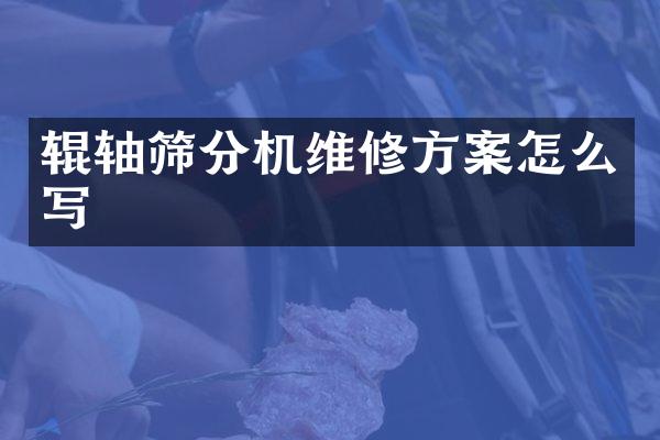 辊轴筛分机维修方案怎么写