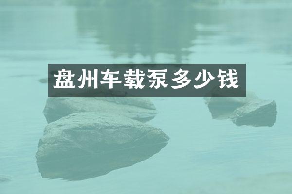 盘州车载泵多少钱