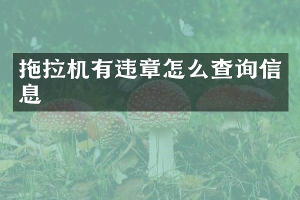 拖拉机有违章怎么查询信息