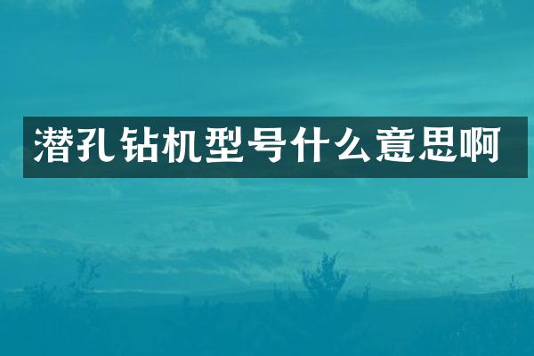 潜孔钻机型号什么意思啊
