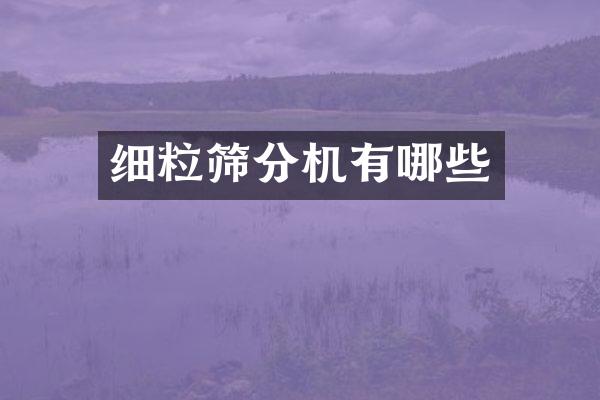 细粒筛分机有哪些
