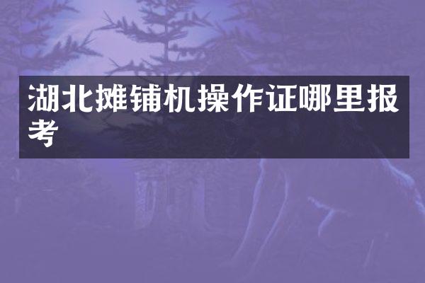 湖北摊铺机操作证哪里报考