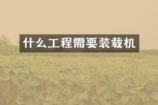 什么工程需要装载机
